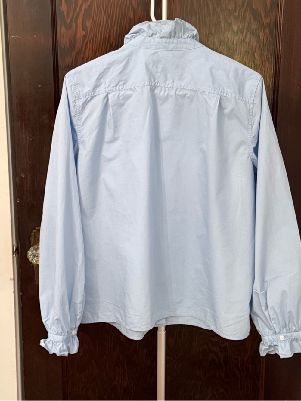 J.Crew Ruffle Neck Button Down Blouse Bundle | Sz 12 | Cotton | Blue + White - Picture 4 of 8